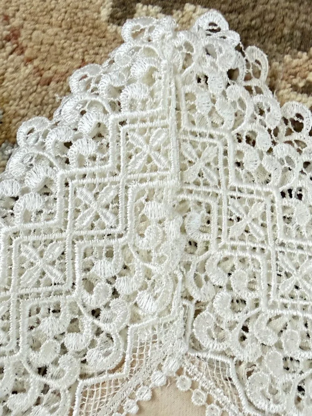 Beige Satin Tablecloth With Embroidered Flowers NEW From Turkey